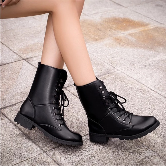 Shoes Brooklyn Vegan Leather Black Combat Boots Poshmark